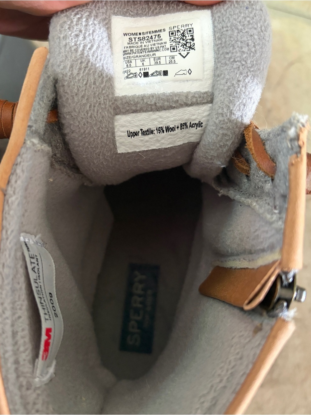 Sperry Saltwater Duck Boots Gray Wool 200g Thinsulate Insulated Women’s 8.5 - Picture 11 of 12